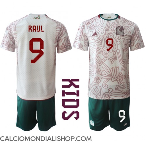 Maglie da calcio Messico Raul Jimenez #9 Seconda Maglia Bambino Mondiali 2022 Manica Corta (+ Pantaloni corti)